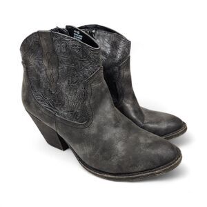 Maurice’s Ankle Western Cowboy Janae Boots Booties Charcoal Gray Festival Sz 9.5